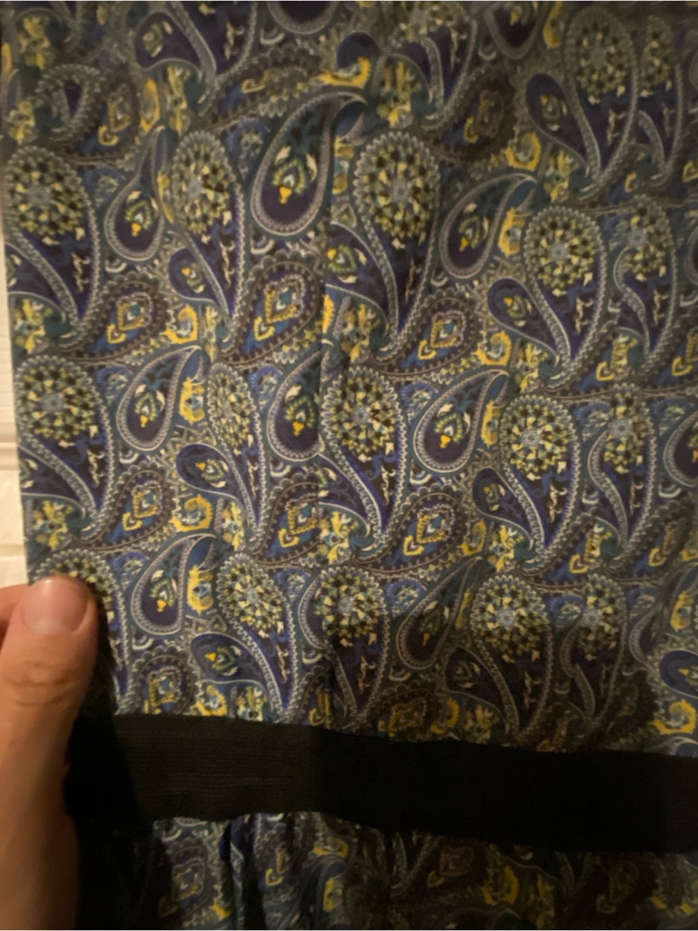 Blue Paisley V-Neck Maxi Dress with Black Waistband - Picture 2 of 3